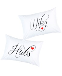 Personalised Heart hubs and wifey printed pillowcase (A set of 2 pillowcovers)